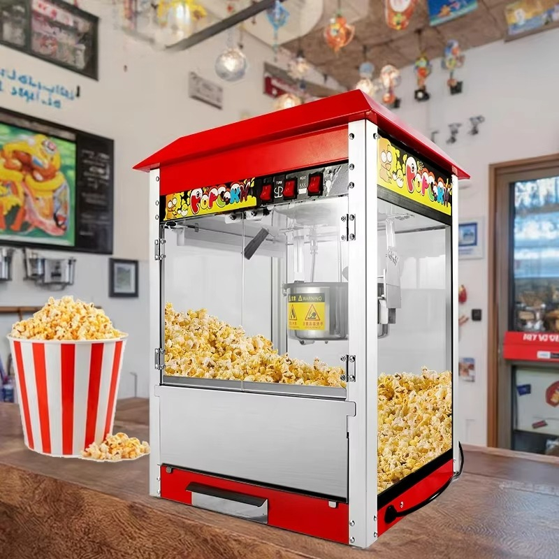 Popcorn Machine Home - 1400W Heißluft-Popcornmaschine, Kommerzielle Tischmodell-Ausführung, Automatische Rührfunktion,