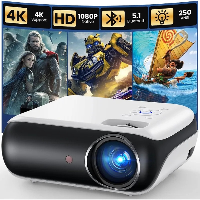Home Cinema Movies - 4K-Projektor, Bluetooth-Heimkino-Filmprojektor mit eingebautem Lautsprecher, kompatibel