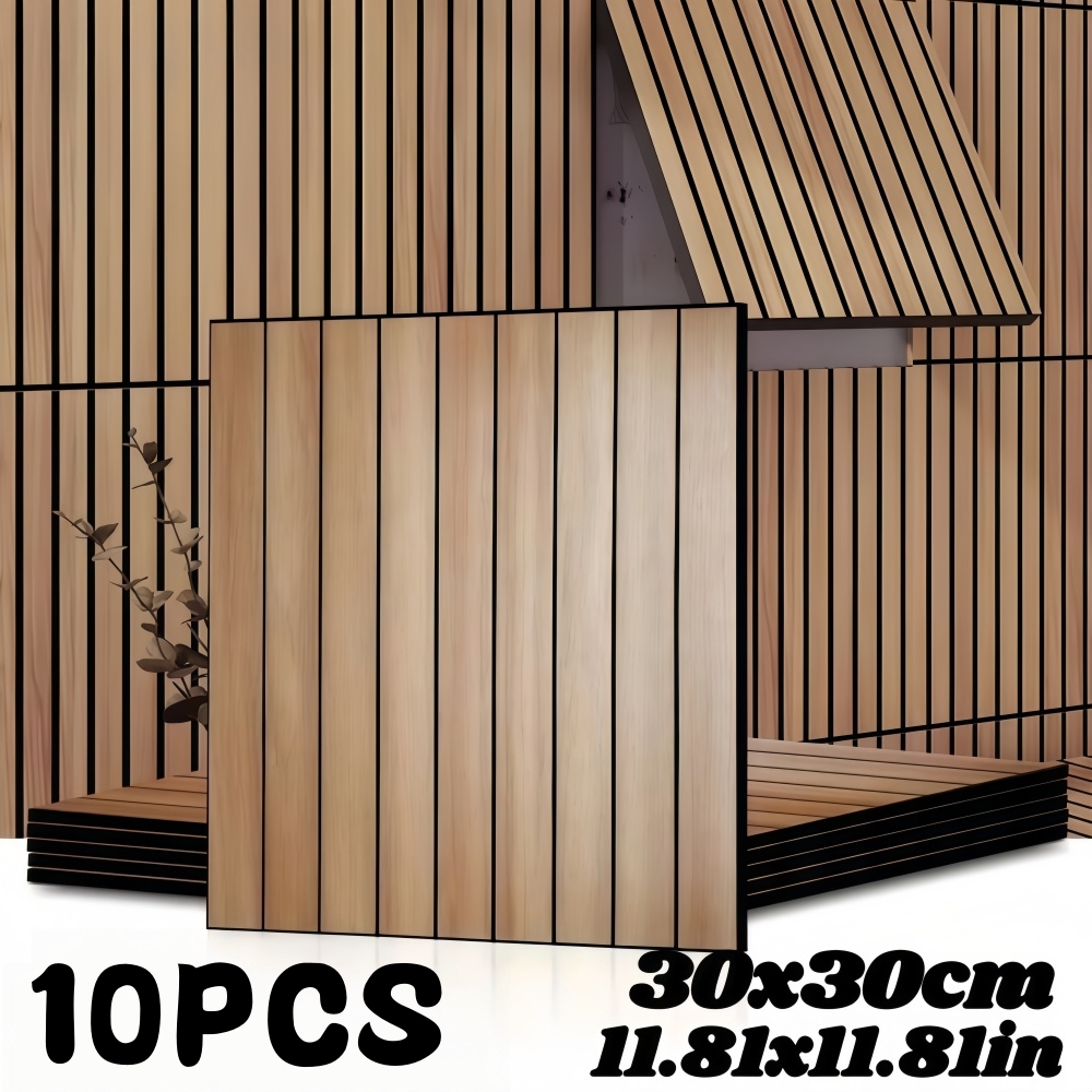 Home Cinema Wallpaper - 10 Stück 3D-Wandaufkleber zur Raumdekoration, Holzmaserung