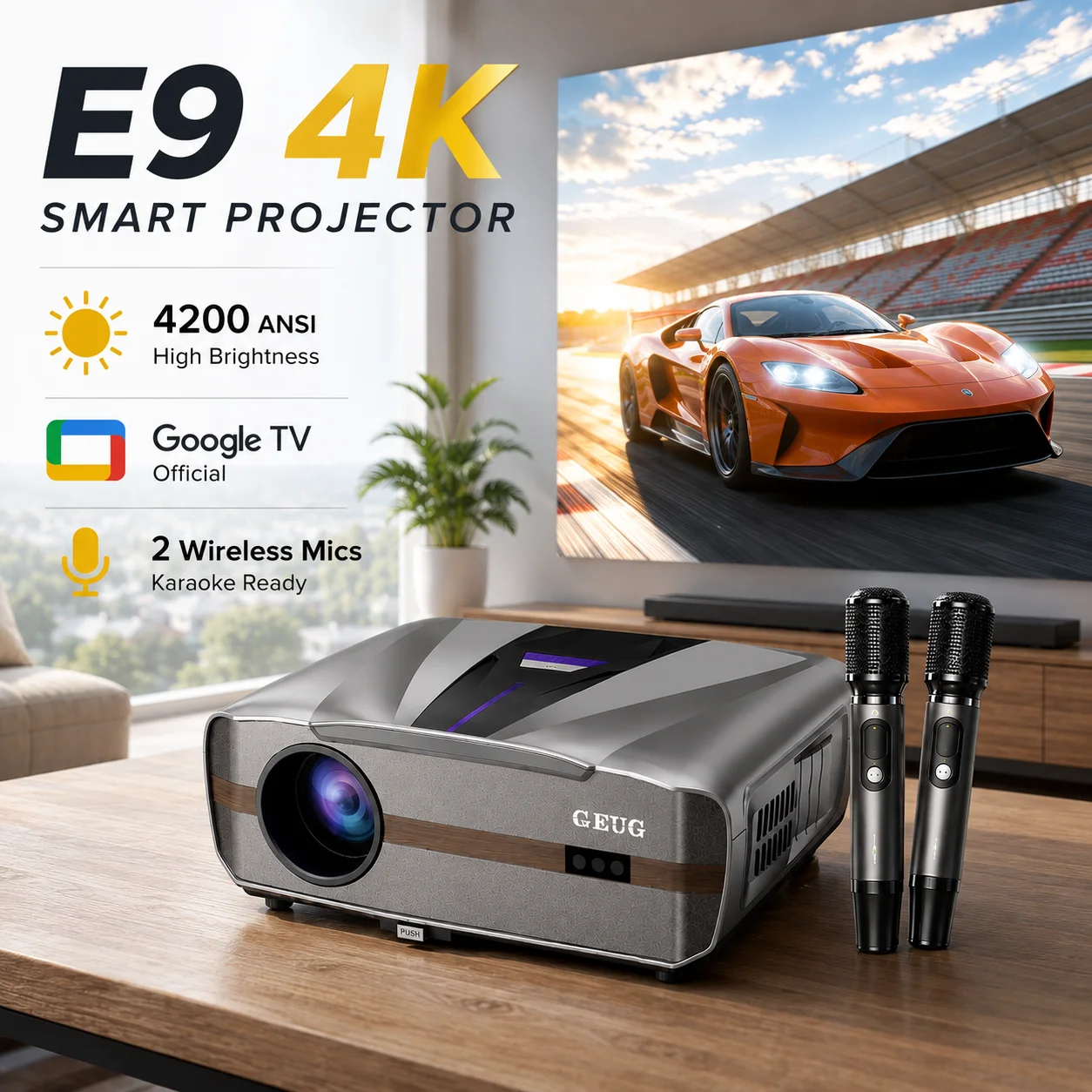 Home Cinema Couch - Neuer E9 4KUHD Projektor Smart 4200ANSI