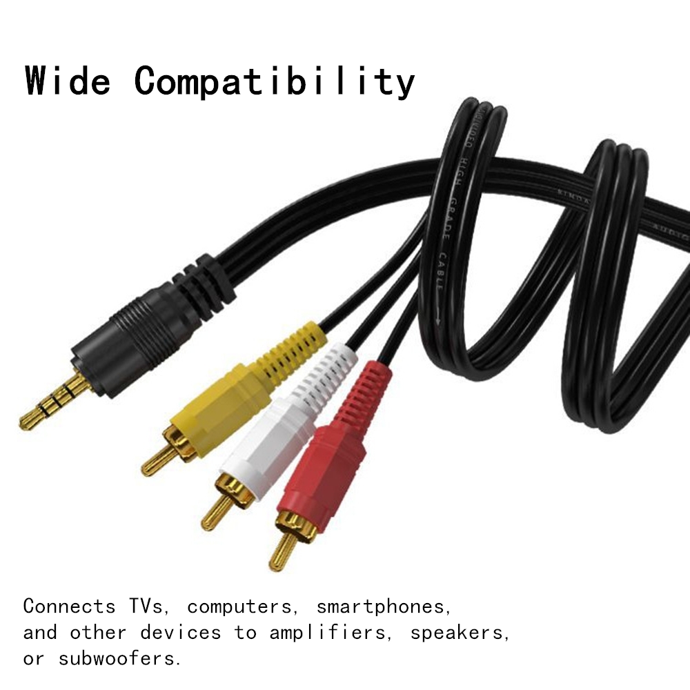 Home Cinema Amplifier - 3,5 mm auf 3 Cinch-Audio-Video-Kabel, vergoldetes