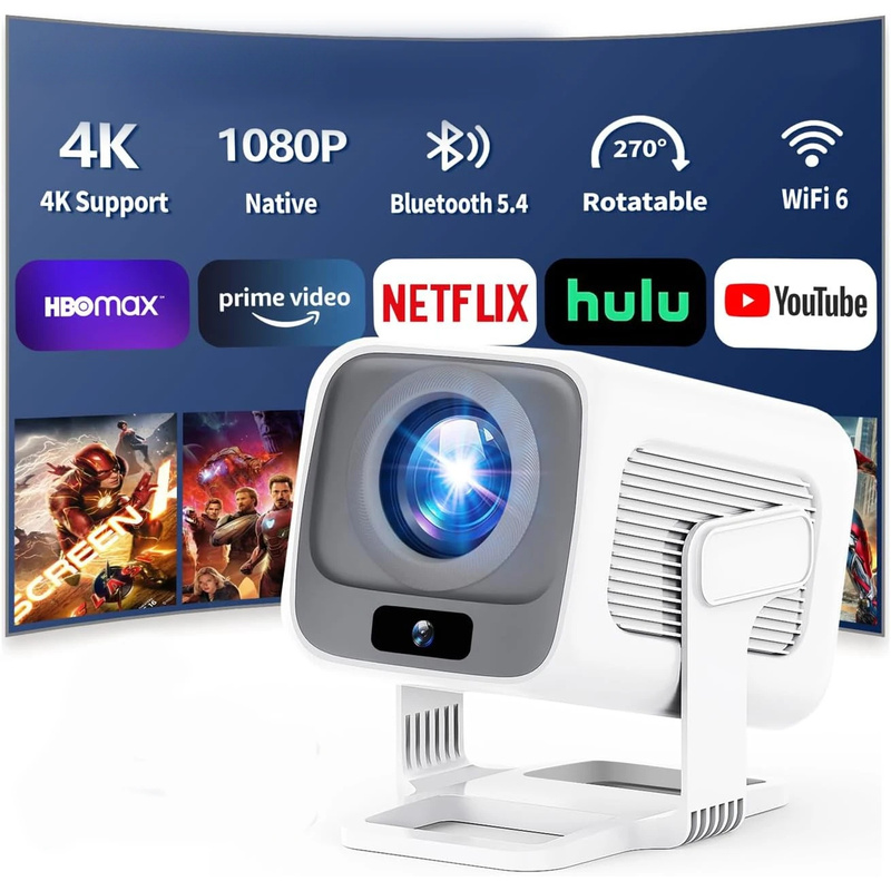 Home Cinema Movies - Neuester 4K-Projektor mit hoher Auflösung, Bluetooth-Heimkino-Filmprojektor,