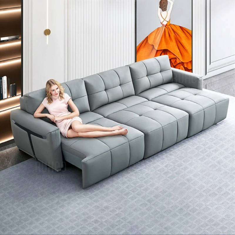 Home Cinema Couch - Linlamlim Elektrisches Umwandelbares Schlafsofa Italienisches Echtleder-Schlafsofa