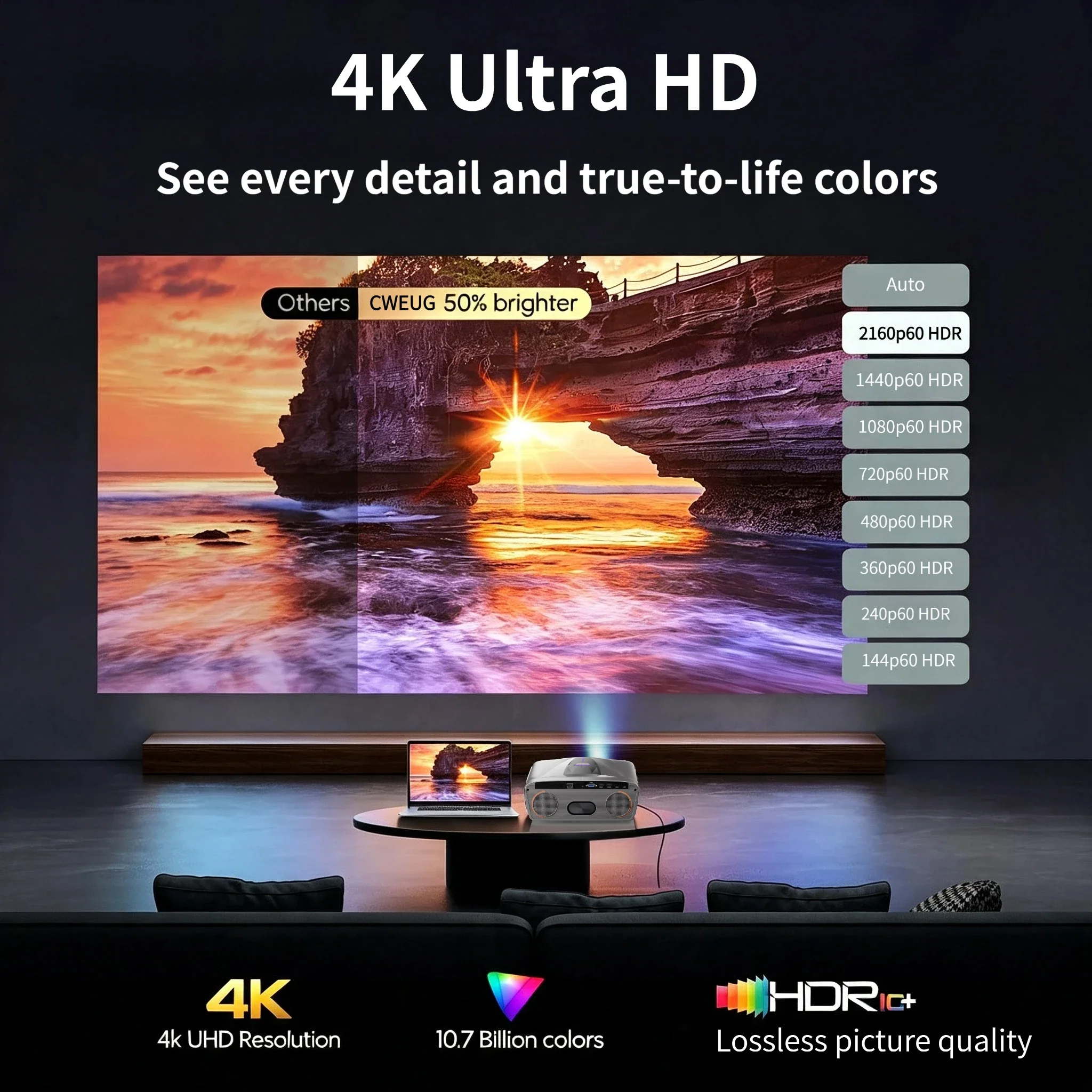 Neuer E9 4KUHD Projektor Smart – Home Cinema Couch Bewertung und Preis
